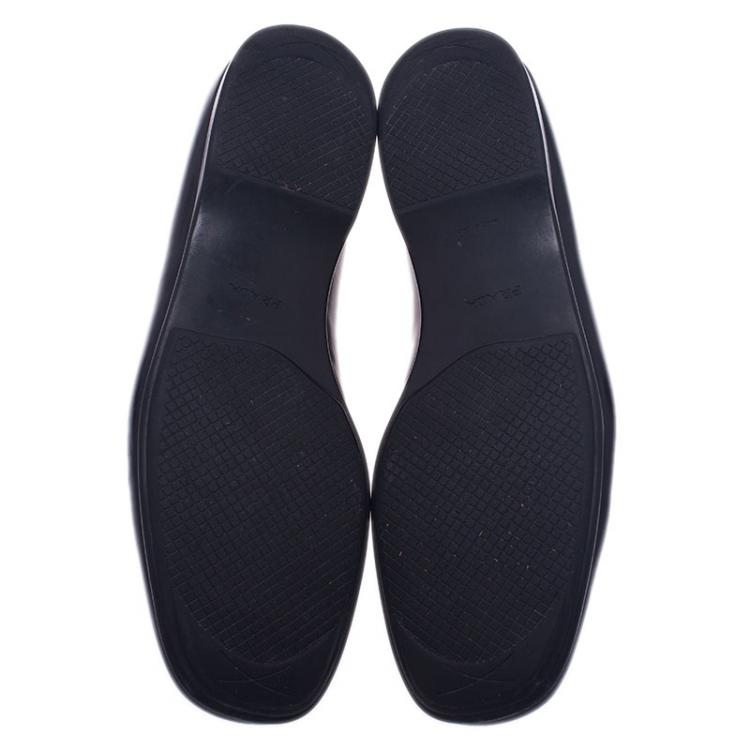 Pre Owned Prada Black Leather Loafers Size 43.5