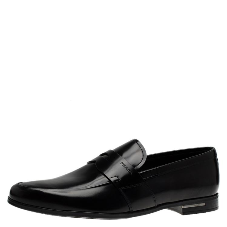 black patent penny loafers
