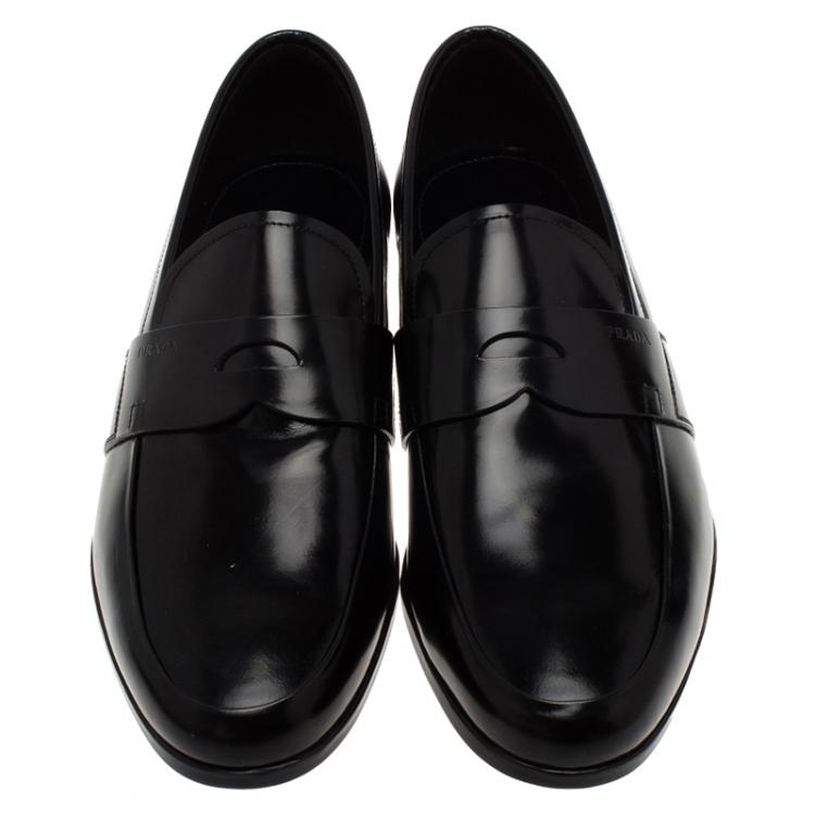 Pre Owned Prada Black Patent Penny Loafers Size 41