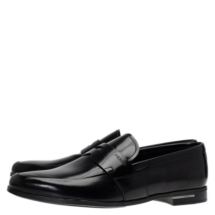 Pre Owned Prada Black Patent Penny Loafers Size 41