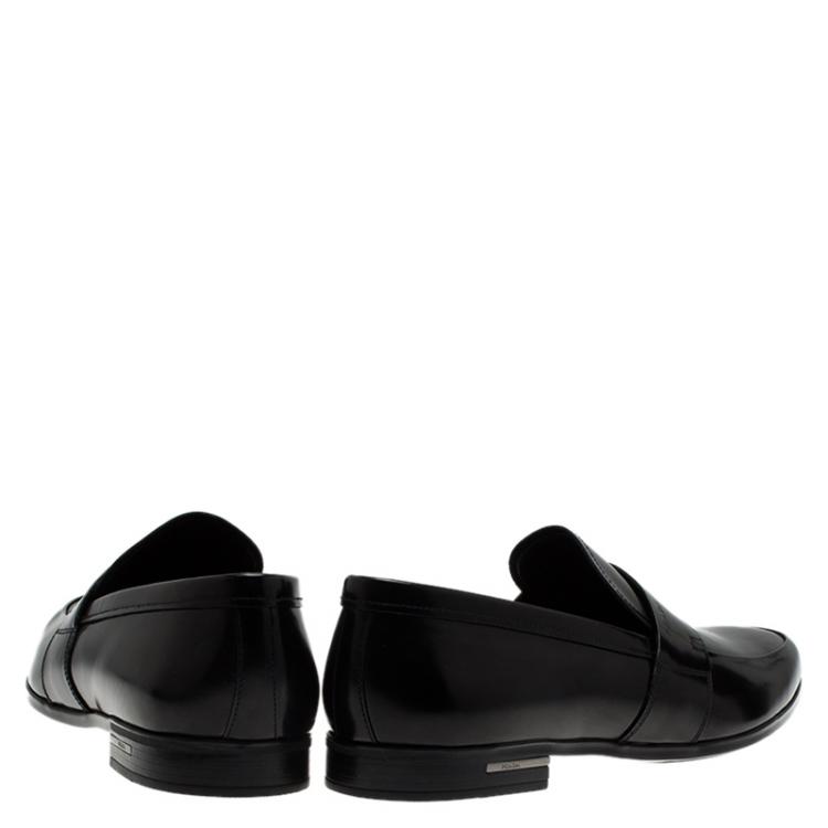Pre Owned Prada Black Patent Penny Loafers Size 41