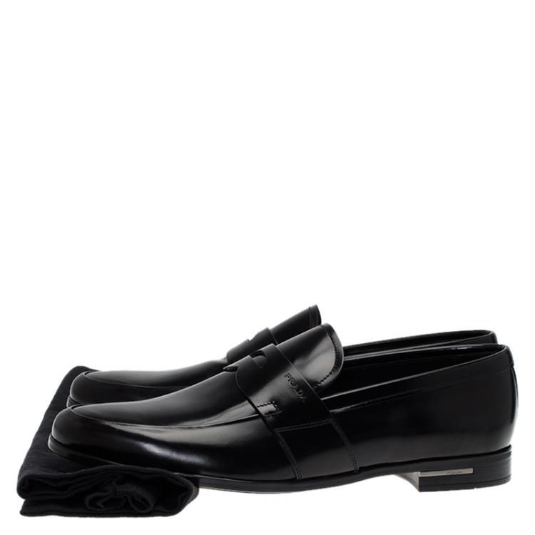 Pre Owned Prada Black Patent Penny Loafers Size 41