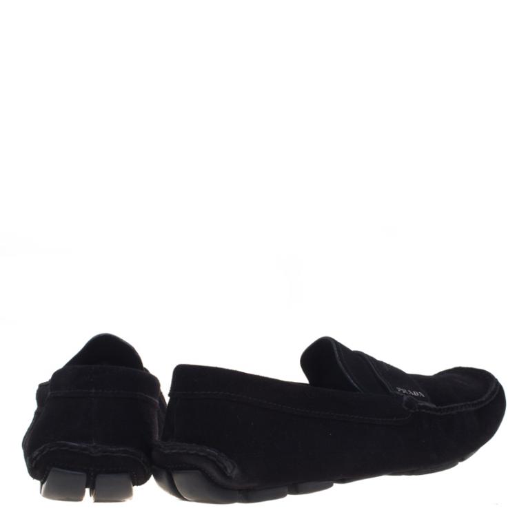 Pre Owned Prada Black Suede Penny Loafers Size 43