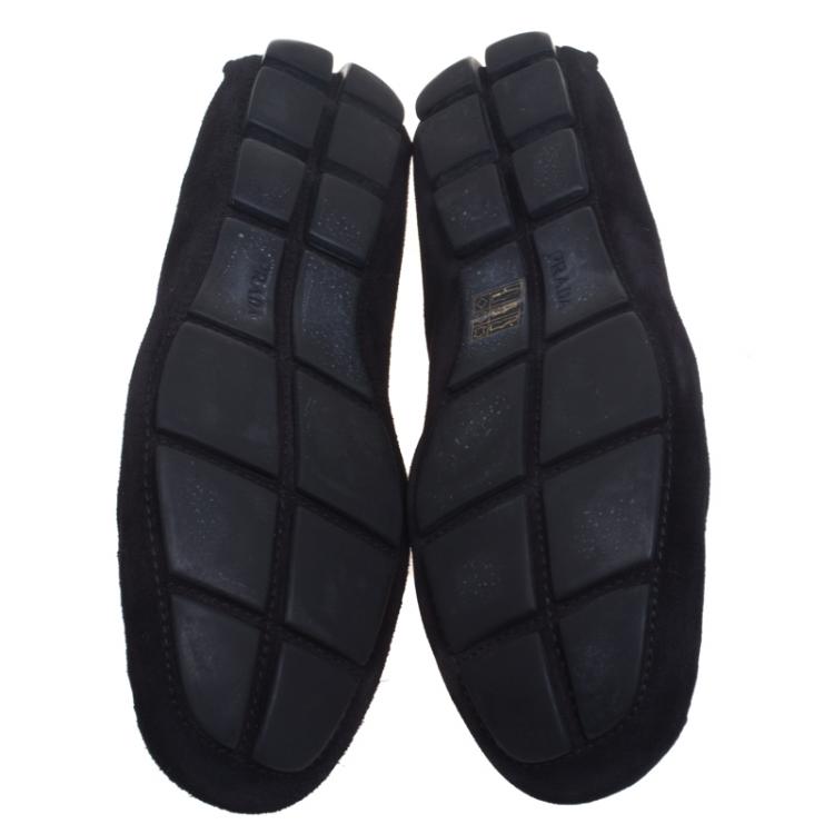 Pre Owned Prada Black Suede Penny Loafers Size 43