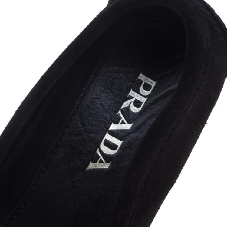 Pre Owned Prada Black Suede Penny Loafers Size 43