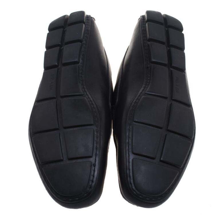 Pre Owned Prada Black Leather Penny Loafers Size 43