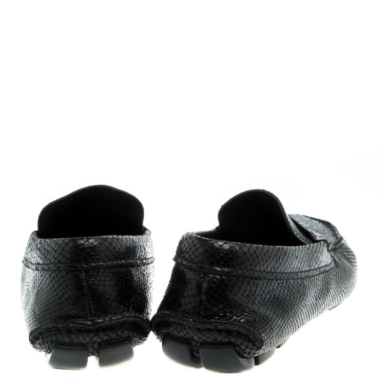 Pre Owned Prada Black Reptile Leather Penny Loafers Size 42