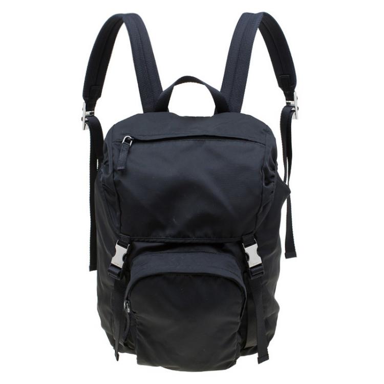 Prada Black Nylon Double Buckle Backpack Prada | The Luxury Closet