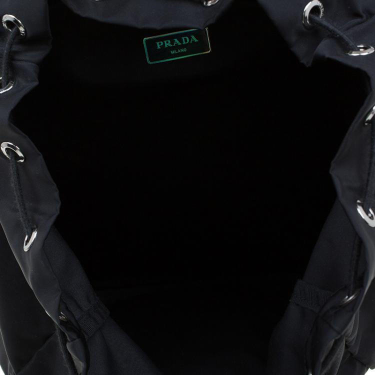 Pre Owned Prada Black Nylon Double Buckle Backpack