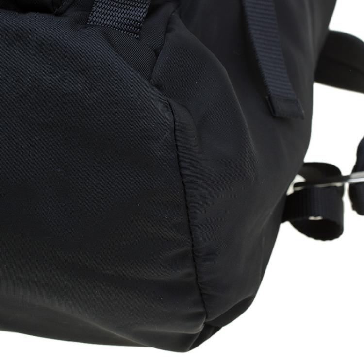 Pre Owned Prada Black Nylon Double Buckle Backpack