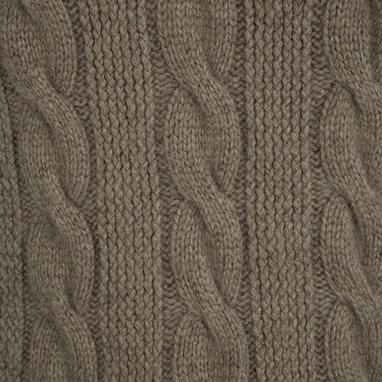 Pre Owned Ralph Lauren Light Brown V- Neck Cable Handknit Sweater S
