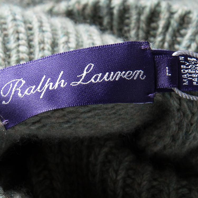 Pre Owned Ralph Lauren Sage Green Melange Cashmere Turtle Neck Sweater L