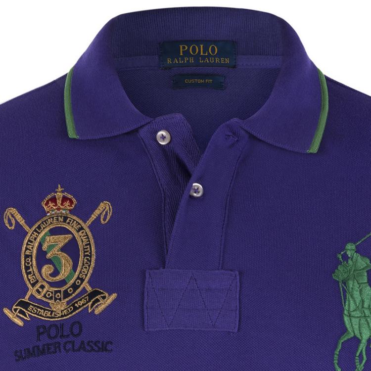 مملوكة مسبقًا Polo Ralph Lauren Purple/Green Logo Polo Shirt XL