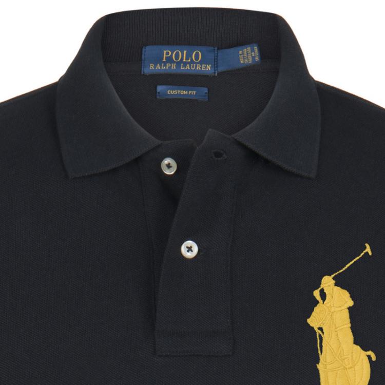 مملوكة مسبقًا Polo Ralph Lauren Black/Yellow Logo Polo Shirt L