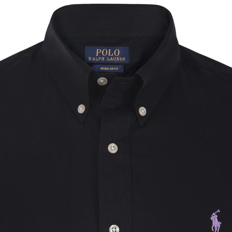 مملوكة مسبقًا Polo Ralph Lauren Black/Lilac Logo Long Sleeve Shirt XL