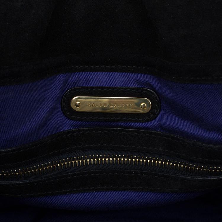 Pre Owned Ralph Lauren Black Suede Messenger Bag