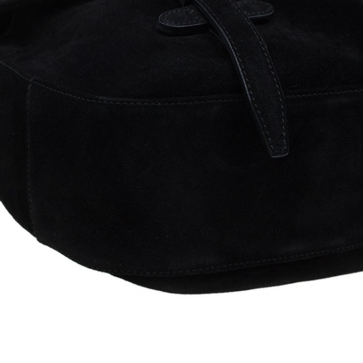 Pre Owned Ralph Lauren Black Suede Messenger Bag