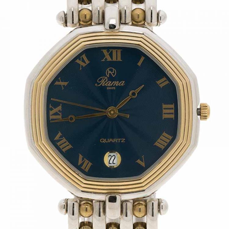 Pre Owned Rama Swiss Blue Stainless Steel Men's Wristwatch 34MM