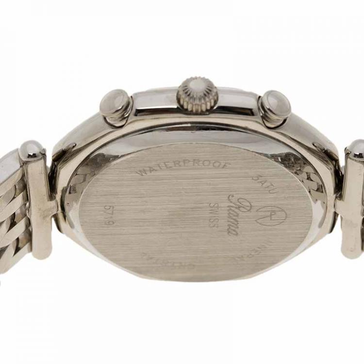 Pre Owned Rama Swiss Silver Stainless Steel Moonphase Men's Wristwatch 34MM
