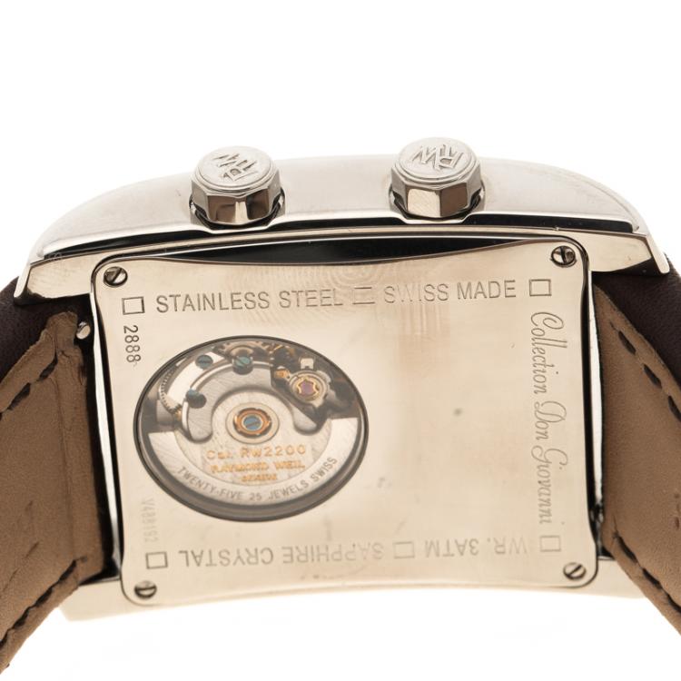 Pre Owned Raymond Weil Black Don Giovanni Leather Men's Wristwatch 35MM