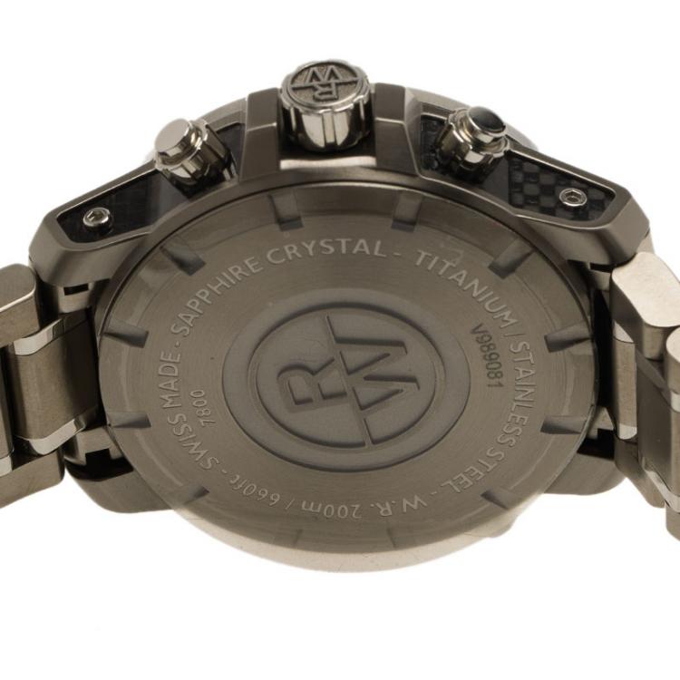 Pre Owned Raymond Weil Black Stainless Steel Titanium Nabucco Automatic Chronograph Men's Wristwatch 46MM