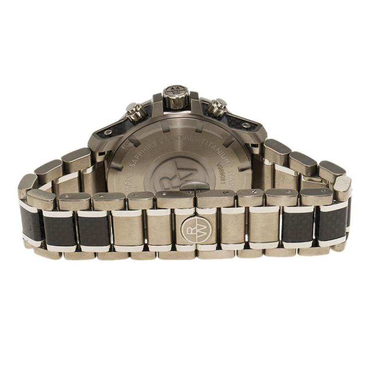 Pre Owned Raymond Weil Black Stainless Steel Titanium Nabucco Automatic Chronograph Men's Wristwatch 46MM