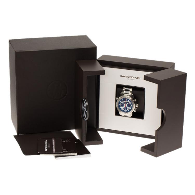 Pre Owned Raymond Weil Black Stainless Steel Titanium Nabucco Automatic Chronograph Men's Wristwatch 46MM