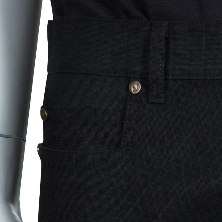 Pre Owned Roberto Cavalli Black Snakeskin Print Denim Jeans M