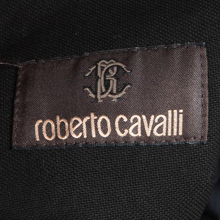 Pre Owned Roberto Cavalli Black Snakeskin Print Denim Jeans M