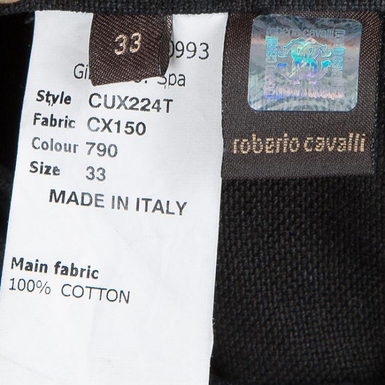 Pre Owned Roberto Cavalli Black Snakeskin Print Denim Jeans M