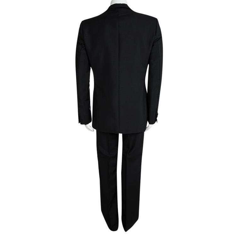 Pre Owned Roberto Cavalli Black Wool Tuxedo Suit L
