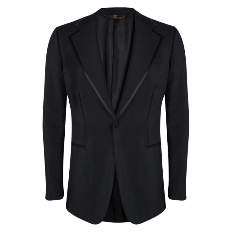 Pre Owned Roberto Cavalli Black Wool Tuxedo Suit L