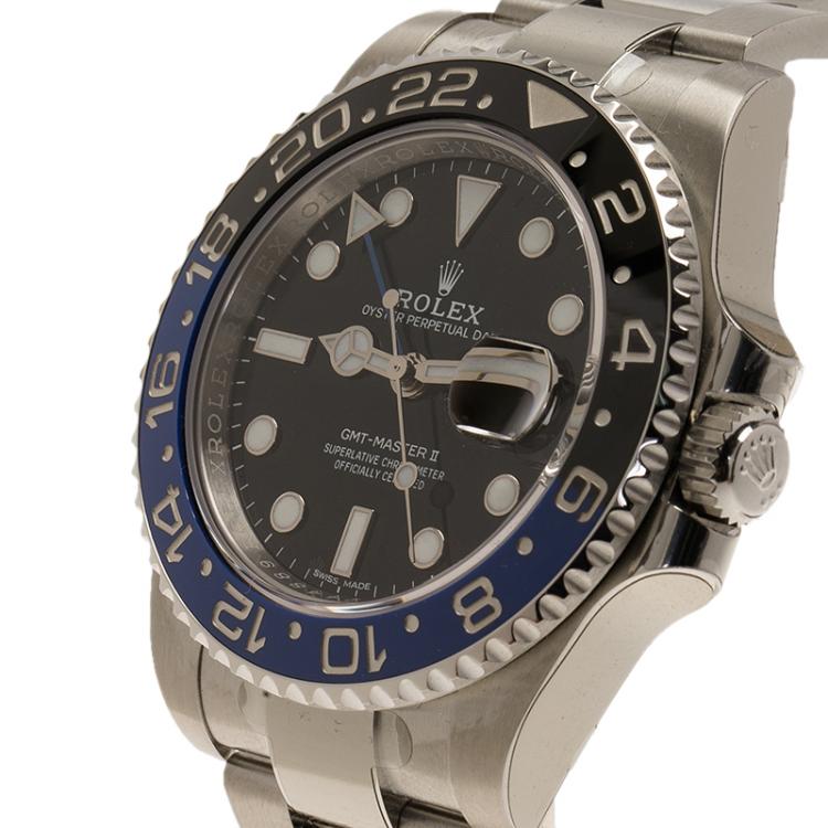 Pre Owned Rolex Black Stainless Steel GMT Master II Men's Wristwatch  40MM