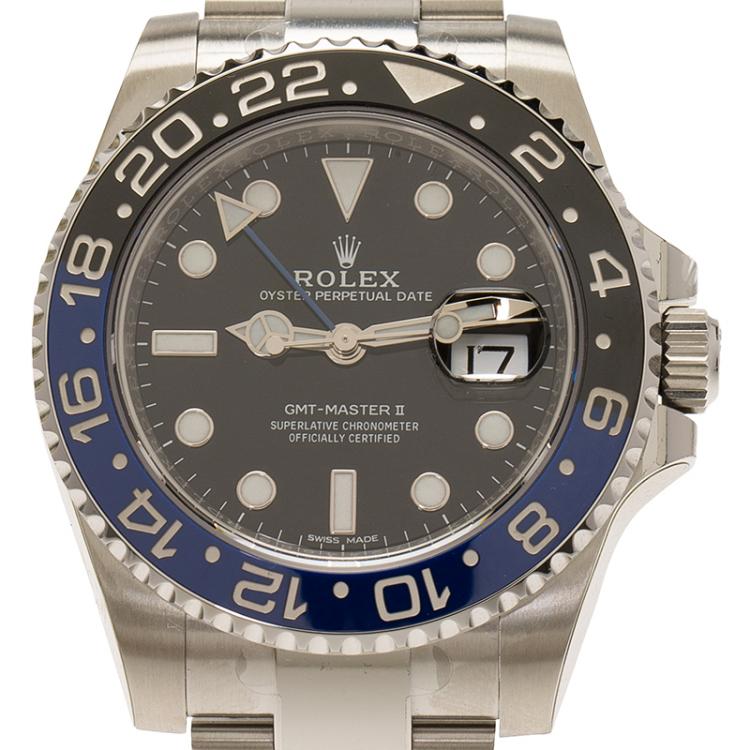 Pre Owned Rolex Black Stainless Steel GMT Master II Men's Wristwatch  40MM