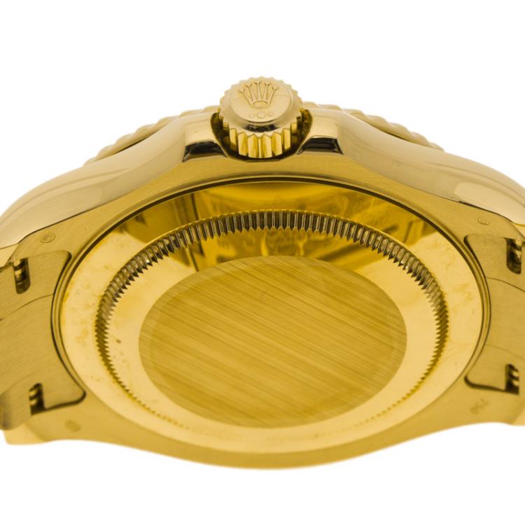 Pre Owned Rolex Dark Mother of Pearl Dial  18K Yellow Gold Yachtmaster Men's Wristwatch 40 mm