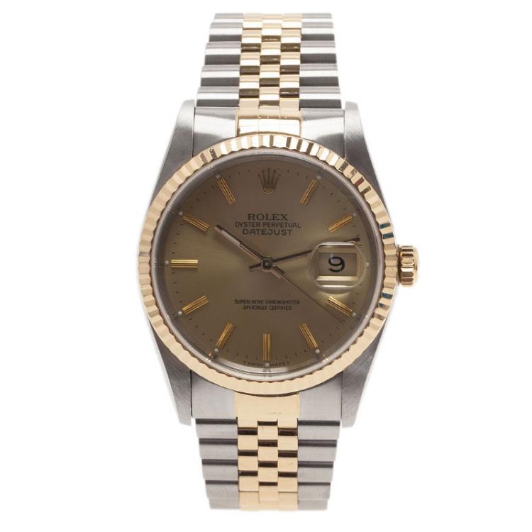 Pre Owned Rolex Gold Stainless Steel and Yellow Gold Datejust Men's Wristwatch 36MM