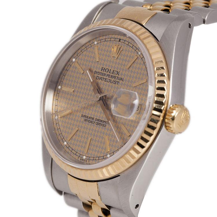 Pre Owned Rolex Gold Grey Stainless Steel and 18K Yellow Gold Datejust Men's Wristwatch 36MM 