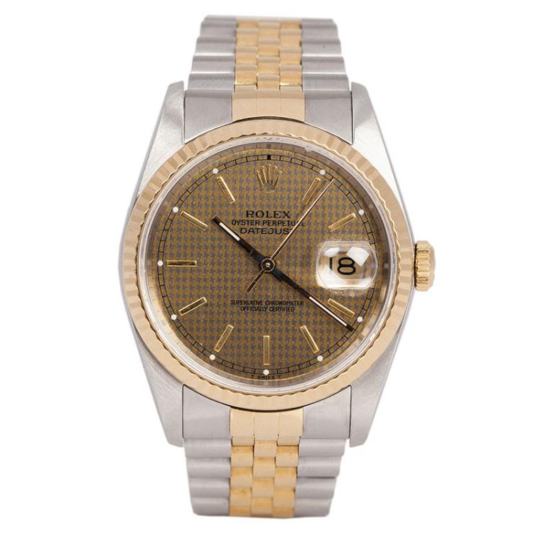 Pre Owned Rolex Gold Grey Stainless Steel and 18K Yellow Gold Datejust Men's Wristwatch 36MM 