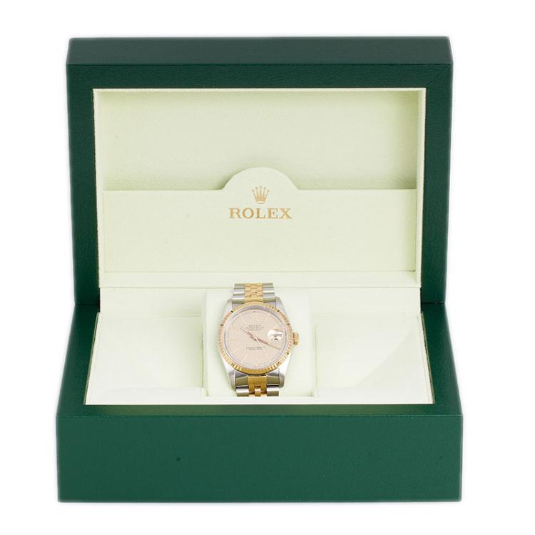 Pre Owned Rolex Gold Grey Stainless Steel and 18K Yellow Gold Datejust Men's Wristwatch 36MM 