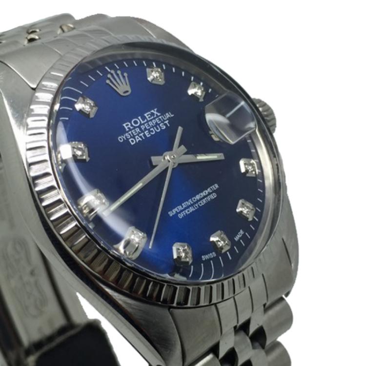 Pre Owned Rolex Blue Stainless Steel Datejust Men's Wristwatch 36MM