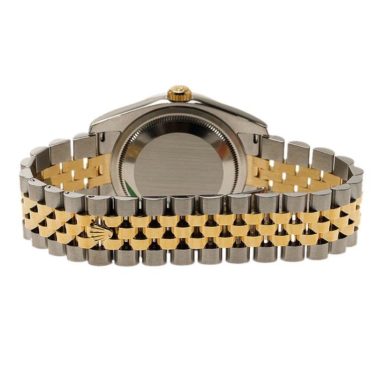Pre Owned Rolex Champagne Stainless Steel and 18K Yellow gold Datejust Unisex Wristwatch 36MM