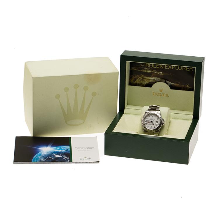 Pre Owned Rolex White Stainless Steel Explorer II Men's Wristwatch 42MM