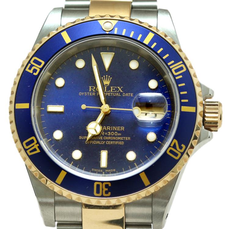 Pre Owned Rolex Blue Stainless Steel Submariner Men's Wristwatch 40MM