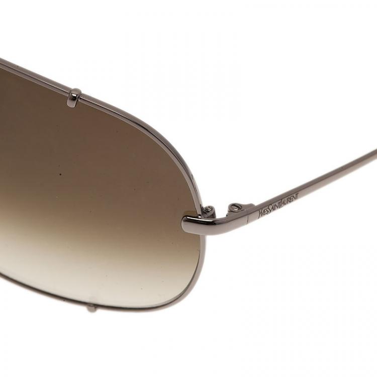 Pre Owned Saint Laurent Paris Silver 2335 Aviators