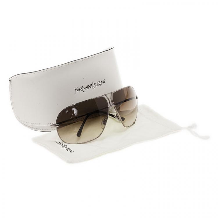 Pre Owned Saint Laurent Paris Silver 2335 Aviators