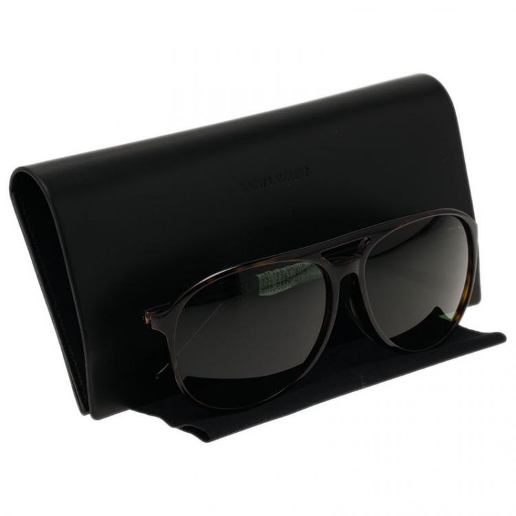 Pre Owned Saint Laurent Paris Tortoise 2361 Aviators 