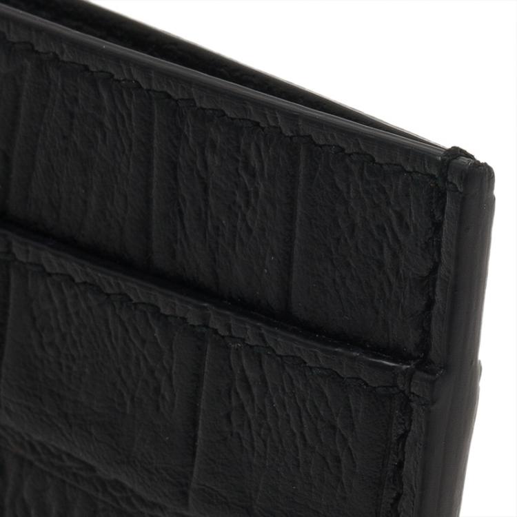 Pre Owned Saint Laurent Paris Black Alligator Embossed Card Holder 