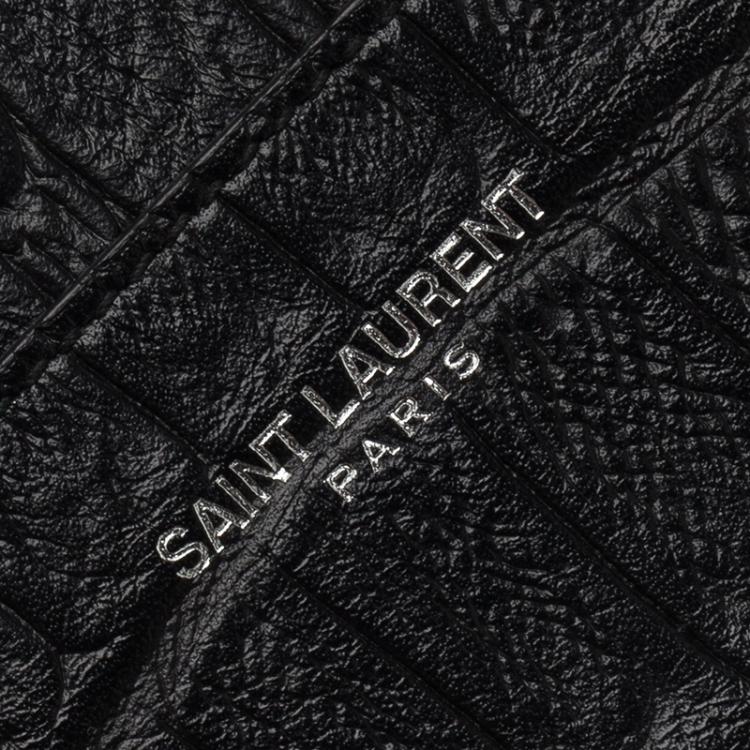 Pre Owned Saint Laurent Paris Black Alligator Embossed Card Holder 