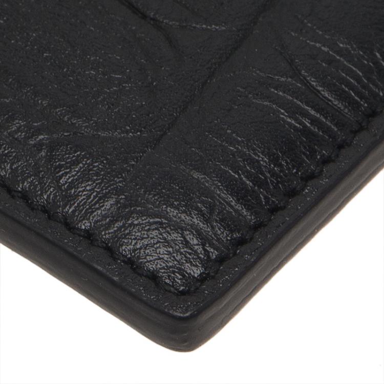 Pre Owned Saint Laurent Paris Black Alligator Embossed Card Holder 