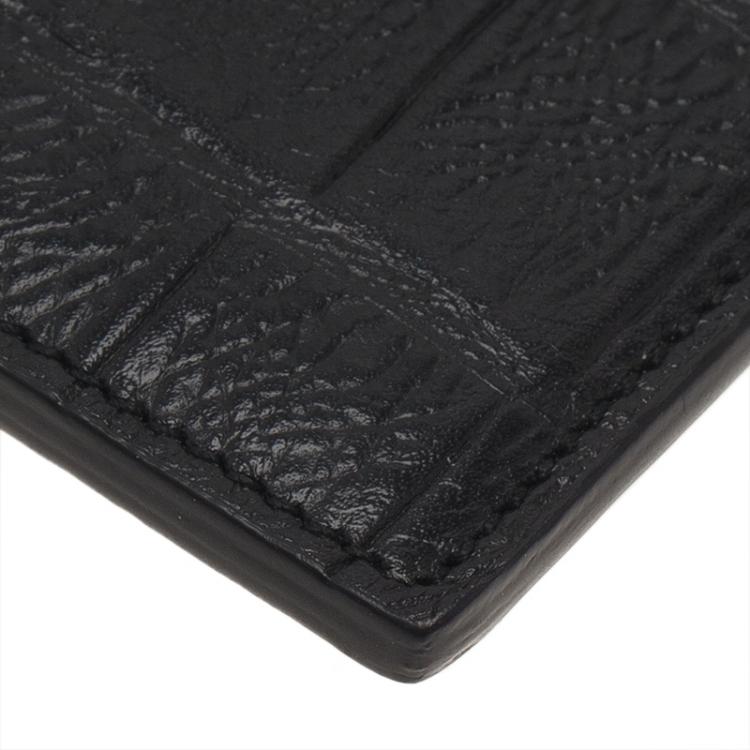Pre Owned Saint Laurent Paris Black Alligator Embossed Card Holder 